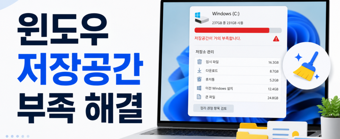 윈도우 저장공간 부족 해결, C드라이브 용량이 없을 때 정리 순서