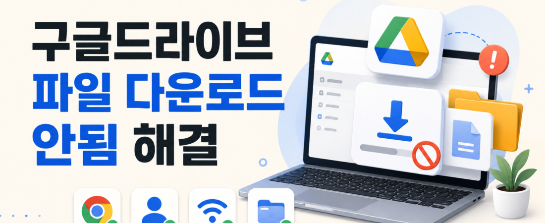 구글드라이브 파일 다운로드 안됨 해결, 버튼이 안 먹거나 실패할 때 확인할 것